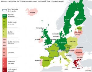 EU 発行体格、格付け　2012年1月13日